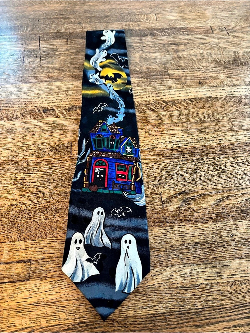 Addiction 100% Silk Halloween Novelty Tie in Black & Blue Like New